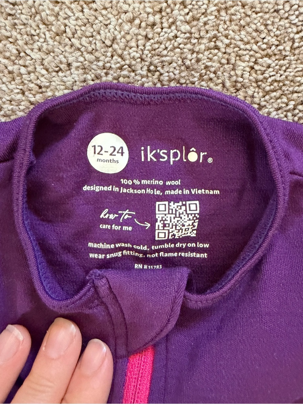 Iksplor Merino Wool Adventure Zippy One-Piece Zipper Pajamas - Picture 3 of 5